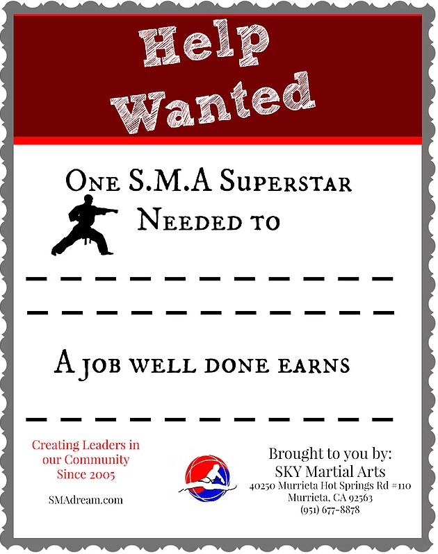 Free Printable Help Wanted Poster Sky Martial Arts